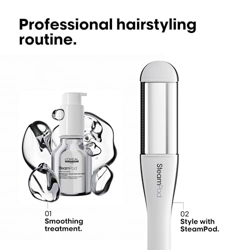 L'Oréal Professionnel SteamPod 4.0, Steam Hair Straightener & Styling Tool, Smoother Hair, Less Damage, Faster Styling & Long-Lasting Hairstyles for All Hair Types, Straight, Wavy & Curly Hairstyles.