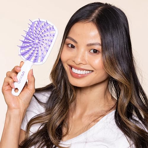 FHI Heat UNbrush Plus — Curly Hair Brush for Gentle & Effective Detangling on Wet or Dry Fragile Hair Types — Detangler Brush w/ 84 UltraFlex Bristles, Ultra-light, Vented, Anti Static Hairbrush