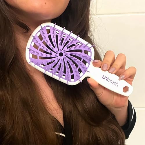 FHI Heat UNbrush Plus — Curly Hair Brush for Gentle & Effective Detangling on Wet or Dry Fragile Hair Types — Detangler Brush w/ 84 UltraFlex Bristles, Ultra-light, Vented, Anti Static Hairbrush