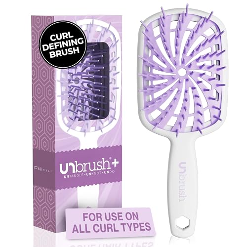FHI Heat UNbrush Plus — Curly Hair Brush for Gentle & Effective Detangling on Wet or Dry Fragile Hair Types — Detangler Brush w/ 84 UltraFlex Bristles, Ultra-light, Vented, Anti Static Hairbrush