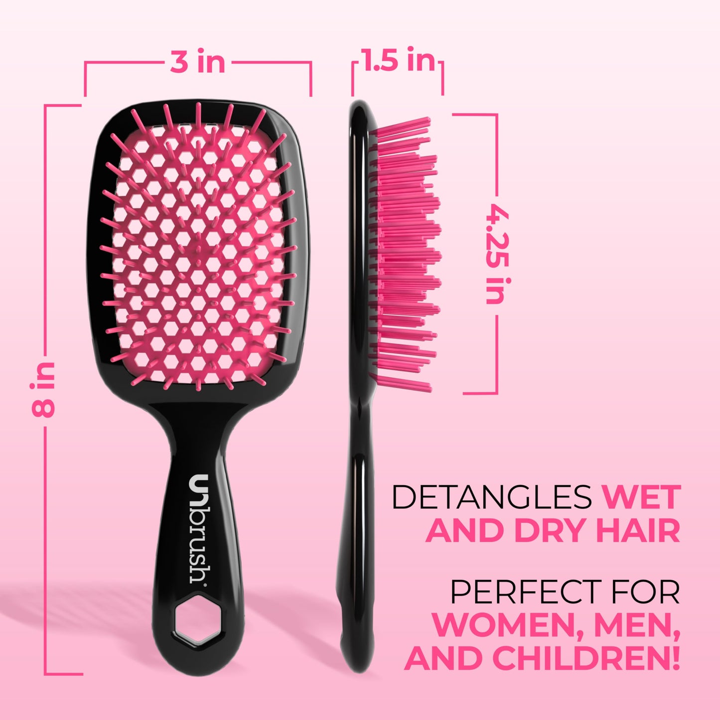 FHI Heat UNbrush Detangling Brush for Pain-Free Brushing on All Wet or Dry Hair Types — Durable DuoFlex Anti-Static Bristles, Lightweight Handle, Vented Hair Brush, Cherry Blossom