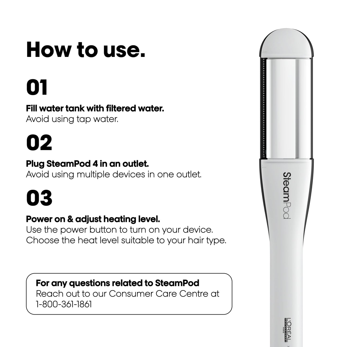 L'Oréal Professionnel SteamPod 4.0, Steam Hair Straightener & Styling Tool, Smoother Hair, Less Damage, Faster Styling & Long-Lasting Hairstyles for All Hair Types, Straight, Wavy & Curly Hairstyles.