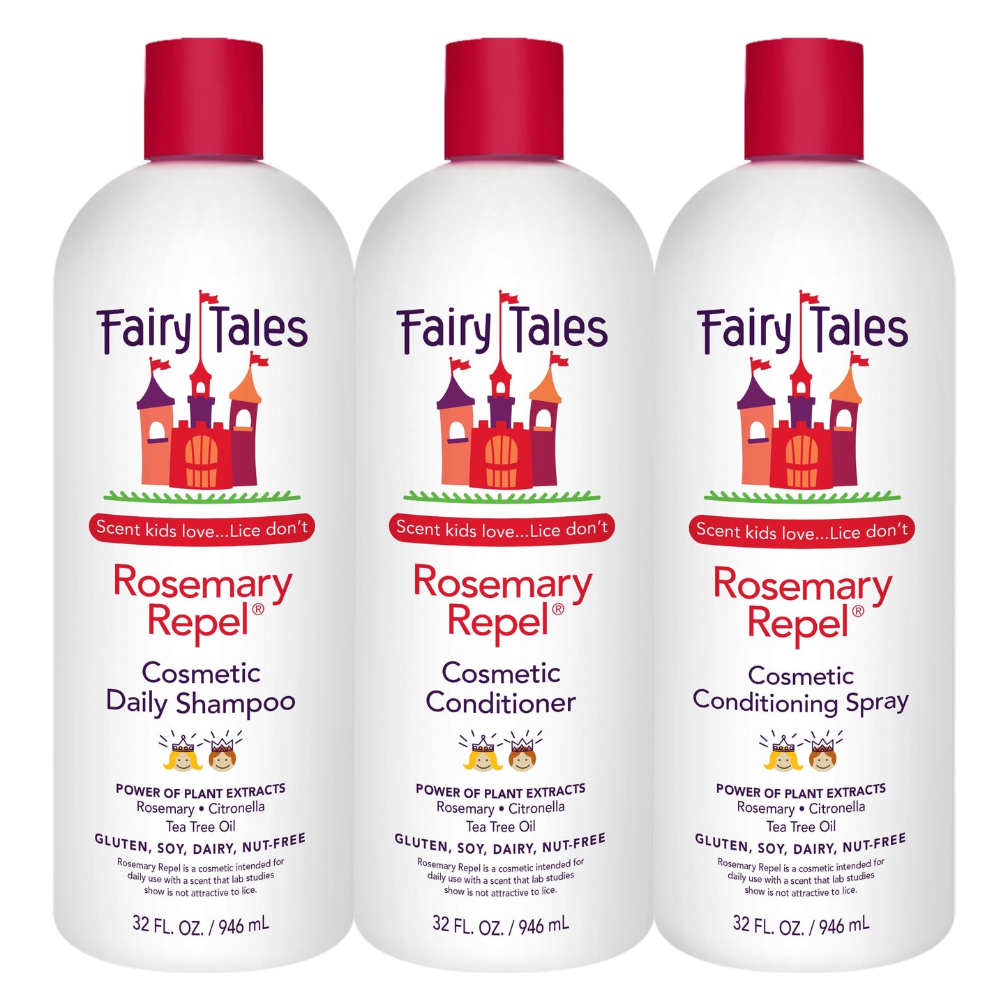 Fairy Tales Rosemary Repel Daily Kids Shampoo, Conditioner & Conditioning Spray Refill Trio– Kids Like the Smell, Lice Do Not