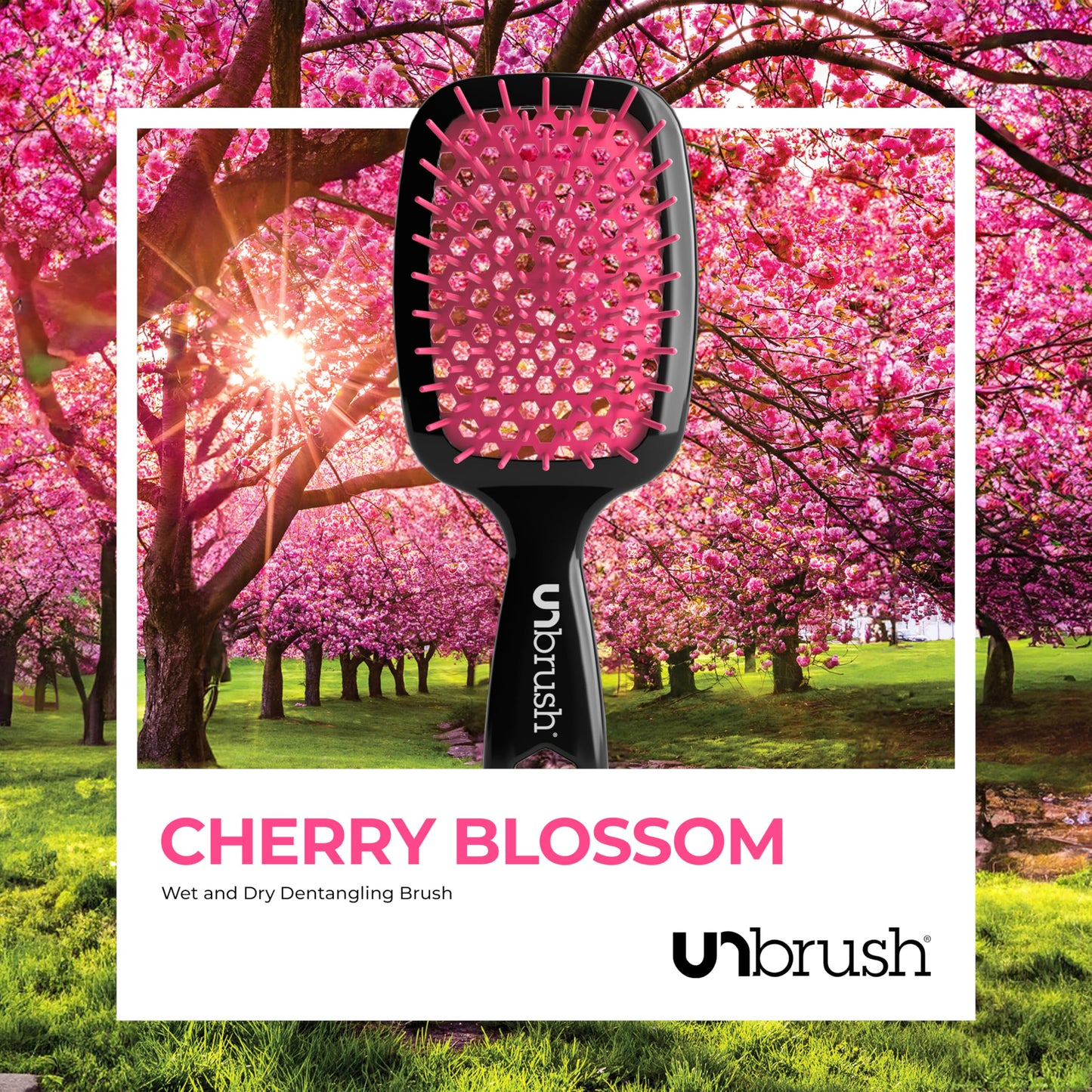 FHI Heat UNbrush Detangling Brush for Pain-Free Brushing on All Wet or Dry Hair Types — Durable DuoFlex Anti-Static Bristles, Lightweight Handle, Vented Hair Brush, Cherry Blossom